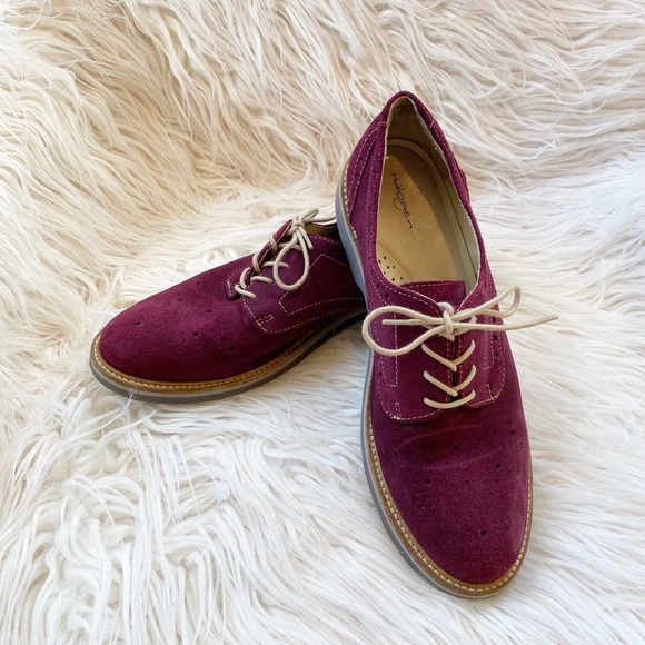 Halogen Merlot/Burgundy Suede Oxfords Sz 9